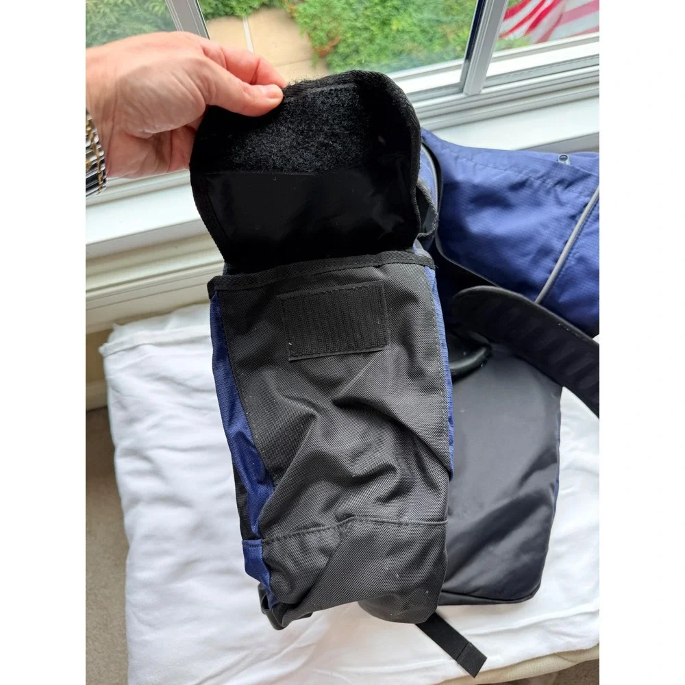 LL Bean Messenger Bag Navy Blue Ripstop Nylon Padded Strap Crossbody Laptop Bag